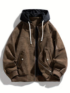 men's oversized hooded utility jacket in coffee