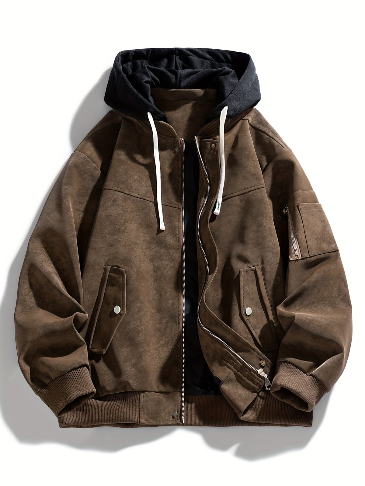 men's oversized hooded utility jacket in coffee