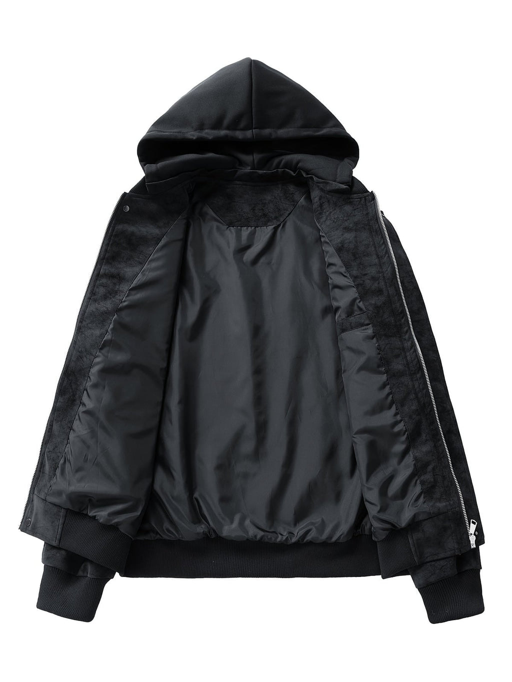 men's oversized hooded utility jacket in black