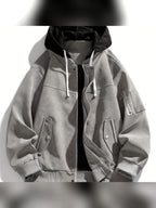 men's oversized hooded utility jacket in gray