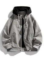 men's oversized hooded utility jacket in gray