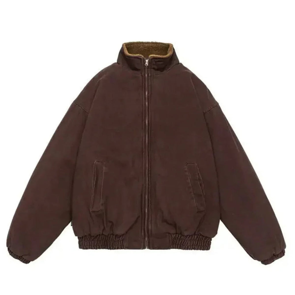 men's oversized sherpa-lined puffer jacket in brown