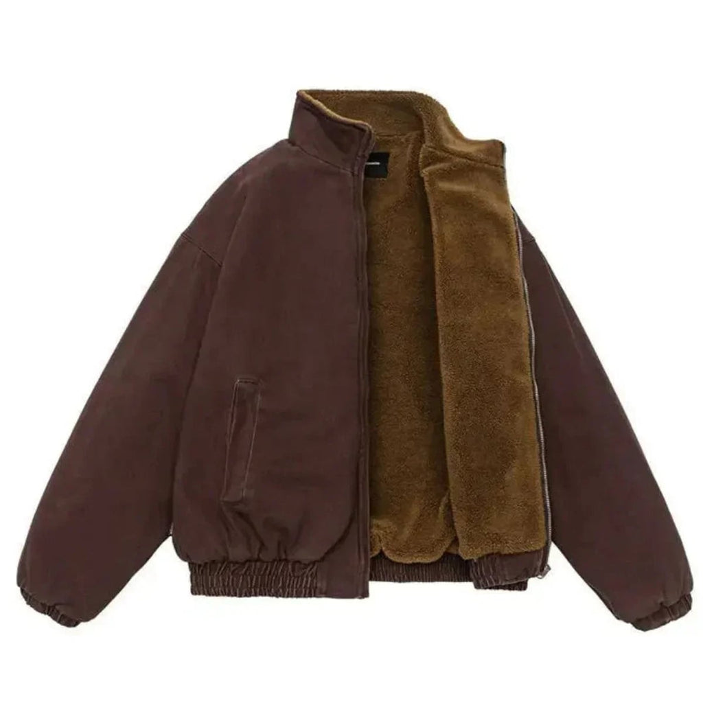 men's oversized sherpa-lined puffer jacket in brown