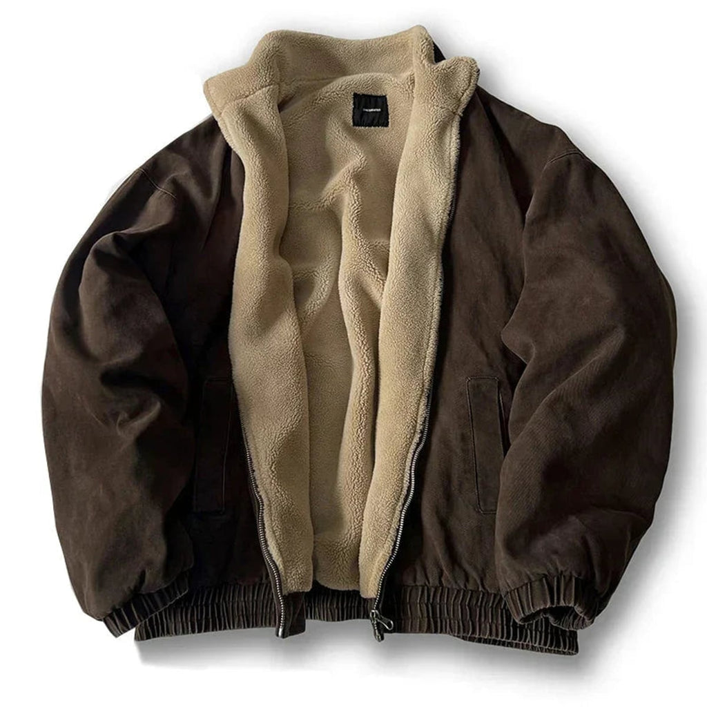 men's oversized sherpa-lined puffer jacket in brown
