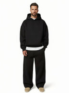 men's oversized wide leg tracksuit set in black