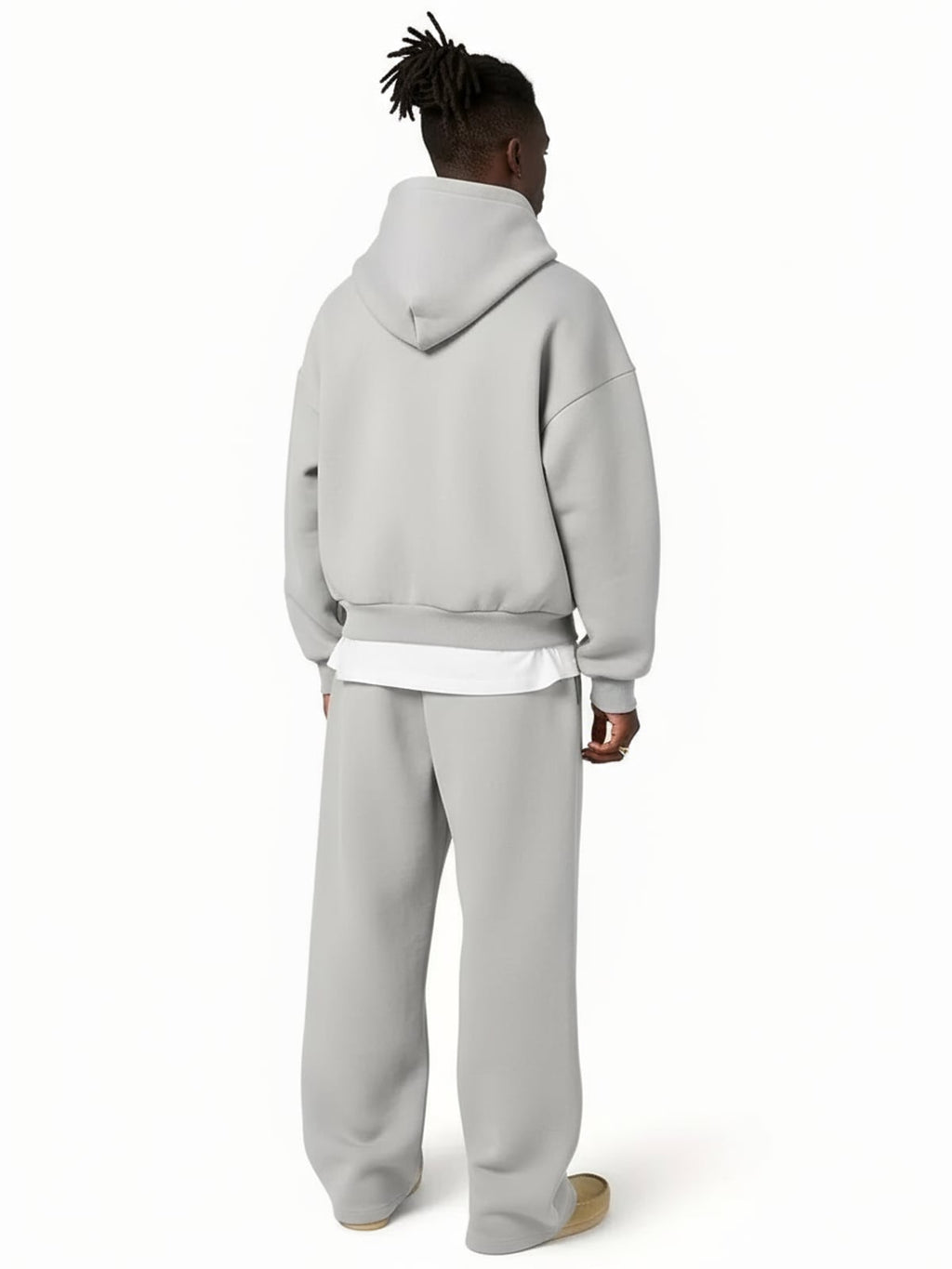 men's oversized wide leg tracksuit set in light gray