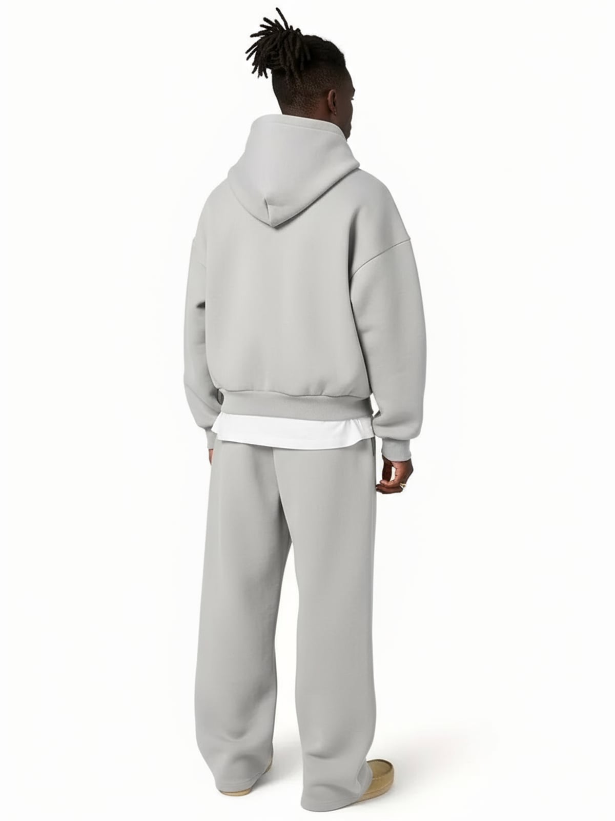 men's oversized wide leg tracksuit set in light gray