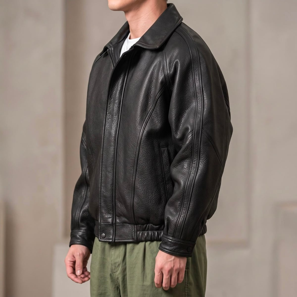 men's oversized zip-up bomber jacket