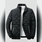 men's puffer bomber jacket with stand collar in black