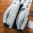 men's puffer bomber jacket with stand collar in white