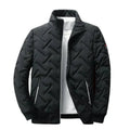 men's puffer bomber jacket with stand collar in black