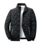 men's puffer bomber jacket with stand collar in black
