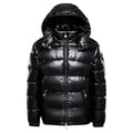 men's puffer jacket with hood slim in black