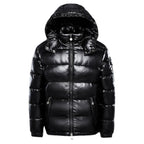 men's puffer jacket with hood slim in black