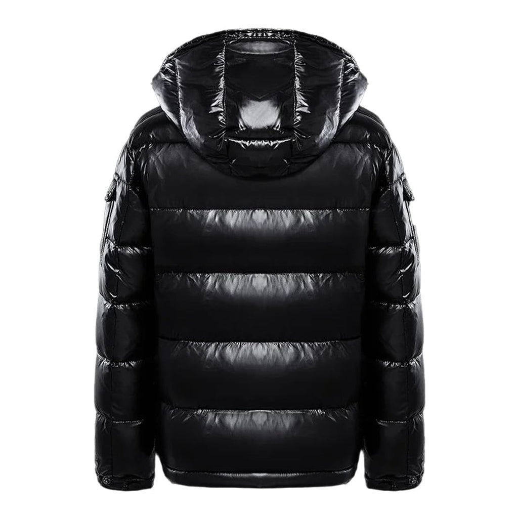 men's puffer jacket with hood slim in black