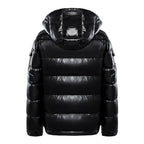 men's puffer jacket with hood slim in black