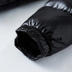men's puffer jacket with hood slim in black