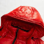 men's puffer jacket with hood slim in red