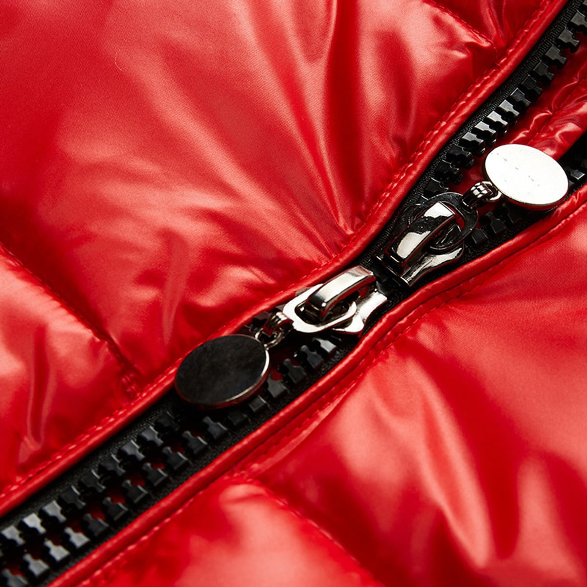 men's puffer jacket with hood slim in red