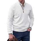 men's quarter zip knit pullover in white
