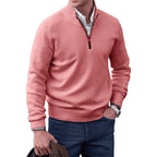 men's quarter zip knit pullover in pink