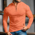 men's quarter-zip long sleeve polo in orange