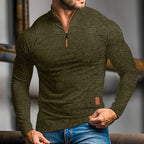 men's quarter-zip long sleeve polo in army green