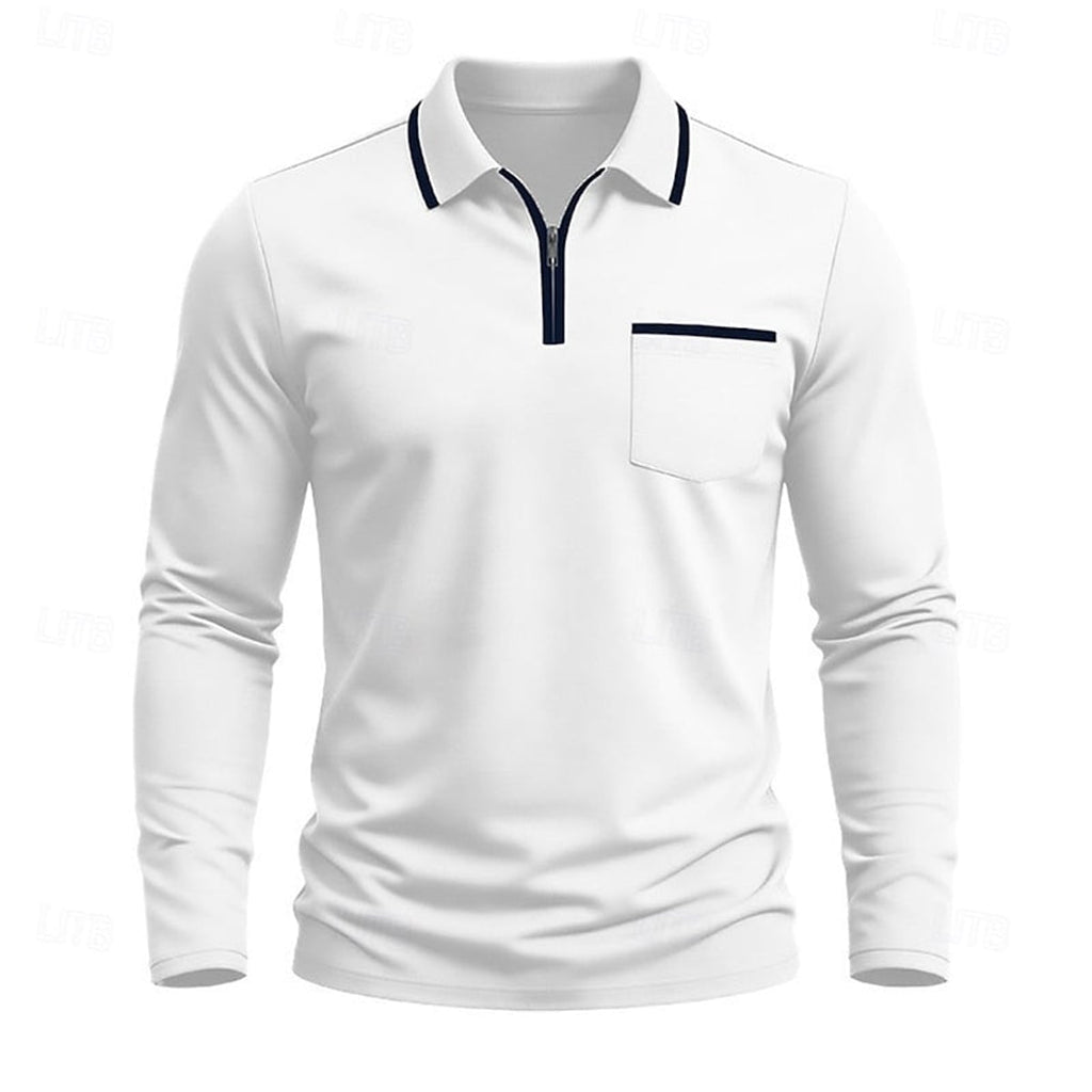 men's quarter-zip long sleeve polo shirt
