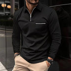 men's quarter-zip polo shirt in black