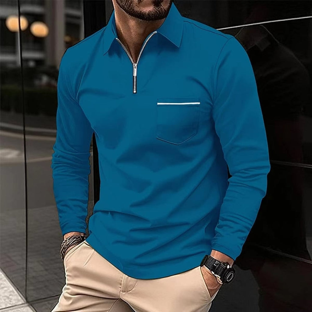 men's quarter-zip polo shirt in blue