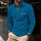 men's quarter-zip polo shirt in blue