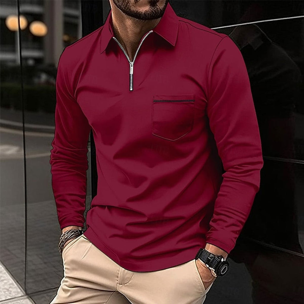 men's quarter-zip polo shirt in wine