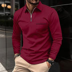men's quarter-zip polo shirt in wine