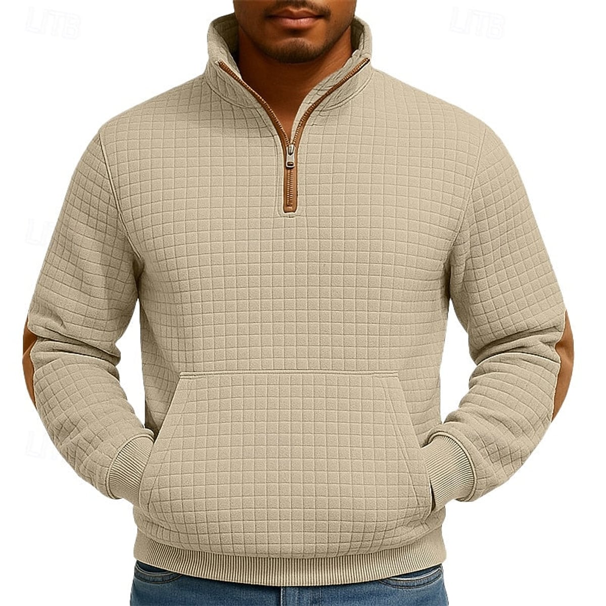 men's quarter-zip pullover in khaki