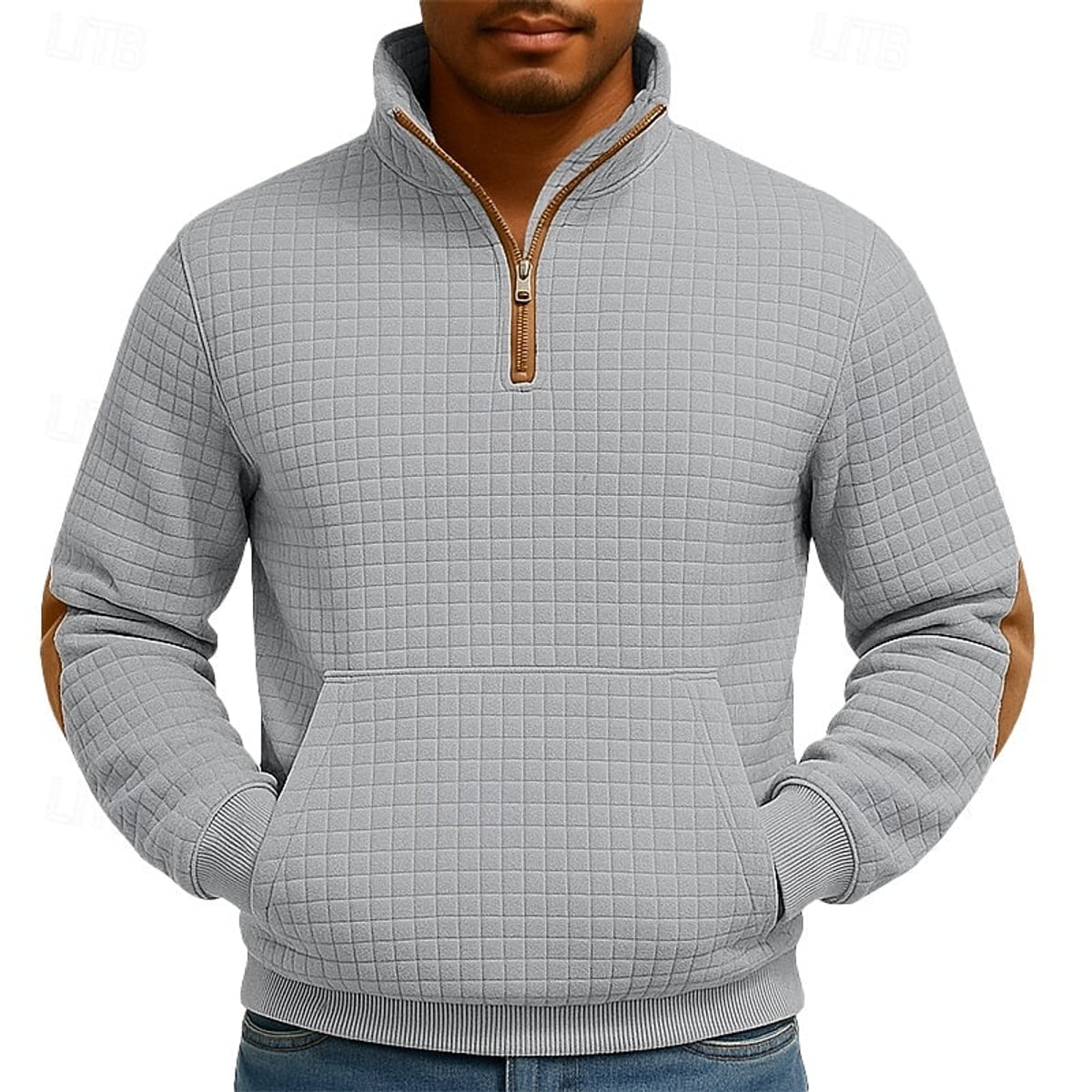men's quarter-zip pullover in light gray