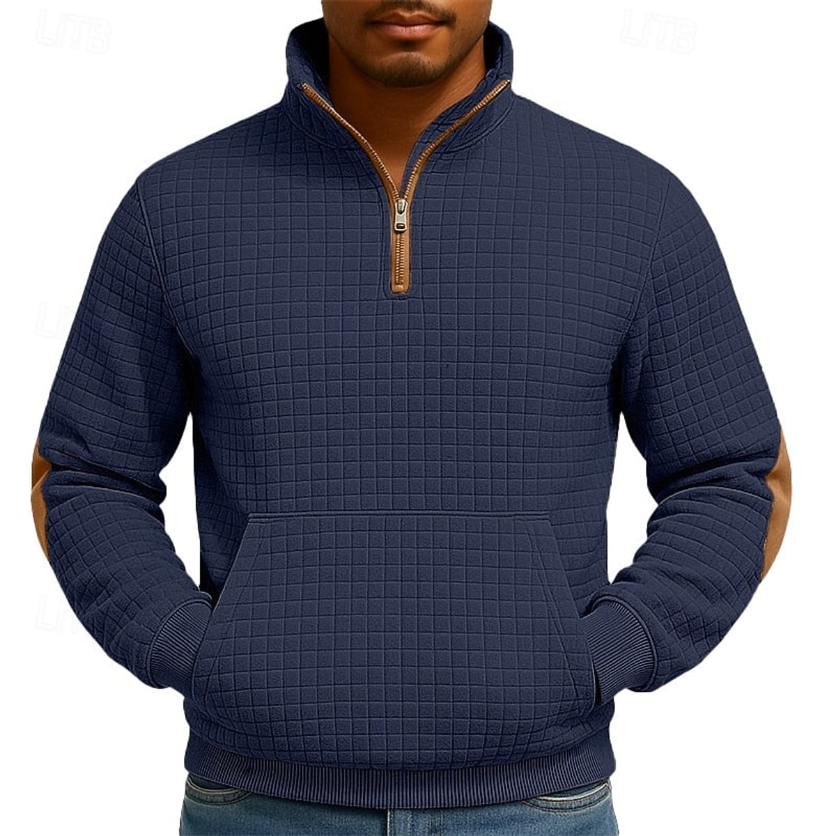 men's quarter-zip pullover in navy blue
