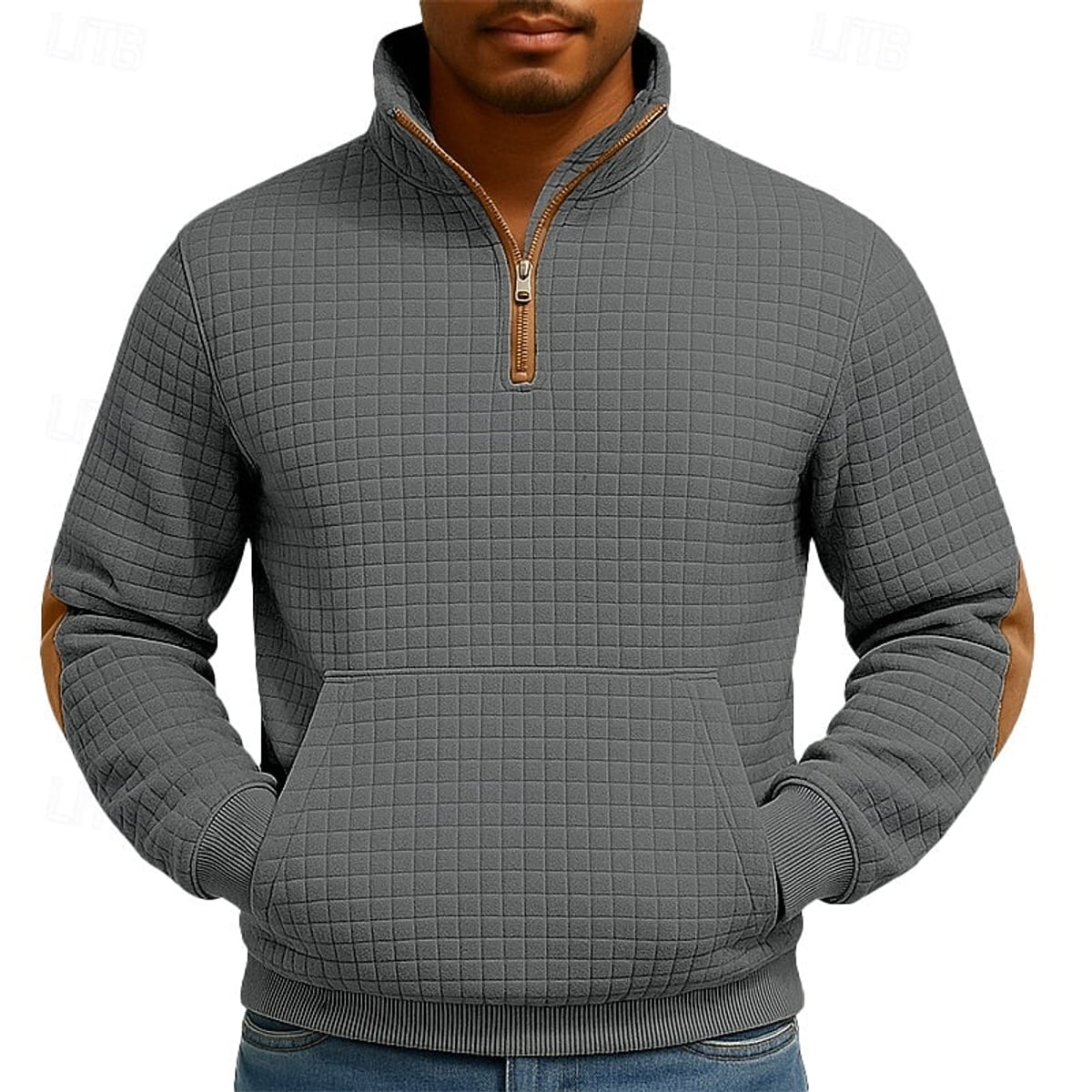 men's quarter-zip pullover in dark gray
