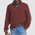men's quarter zip pullover sweater in red