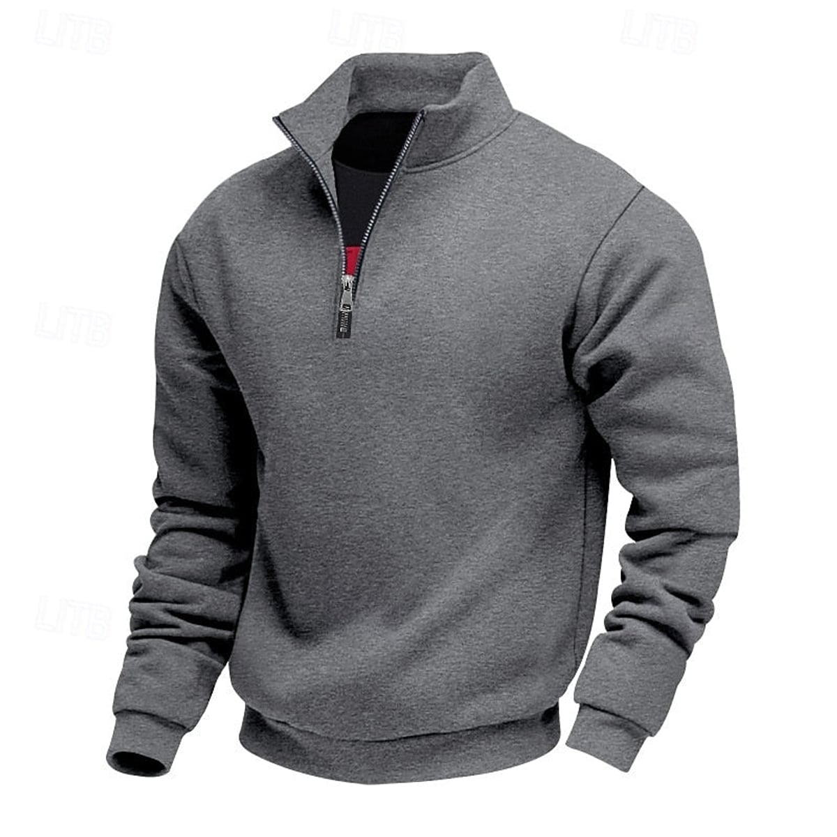 men's quarter-zip pullover sweatshirt in dark gray