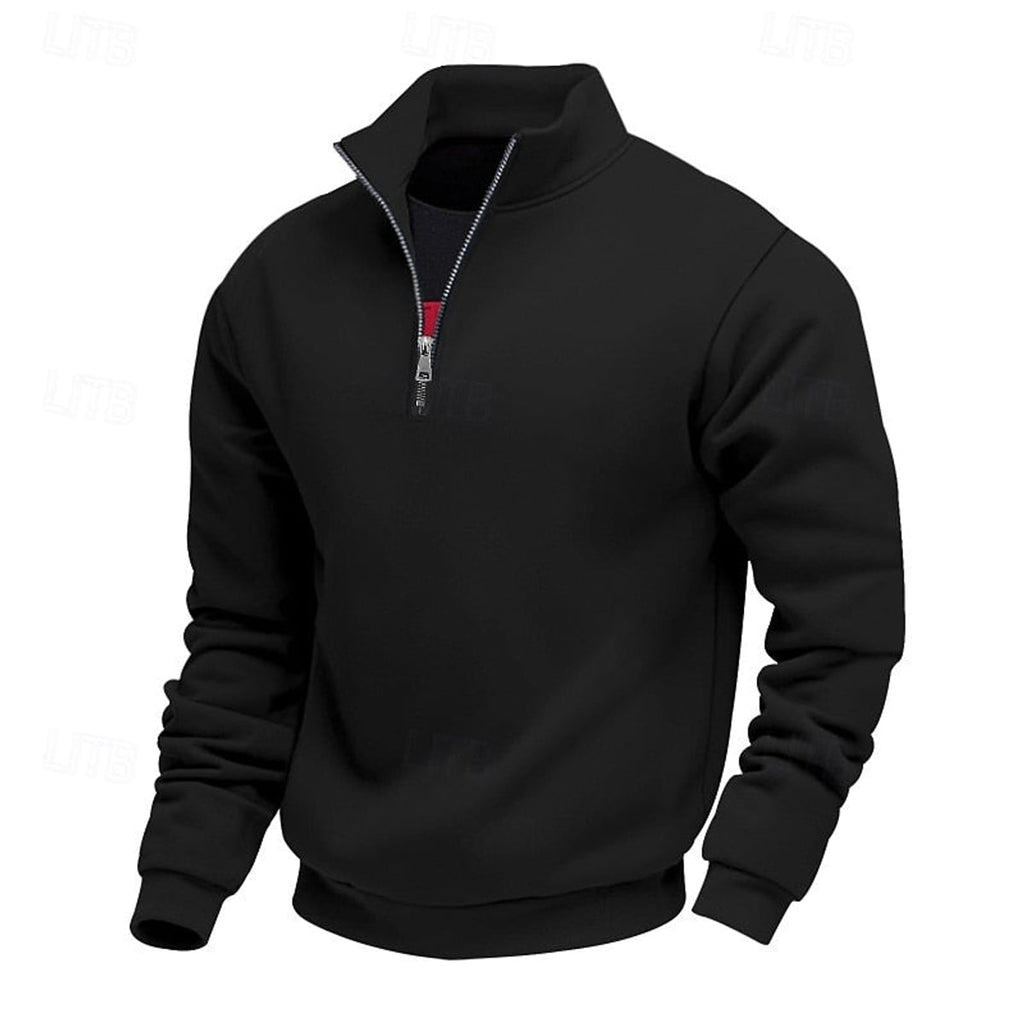 men's quarter-zip pullover sweatshirt in black