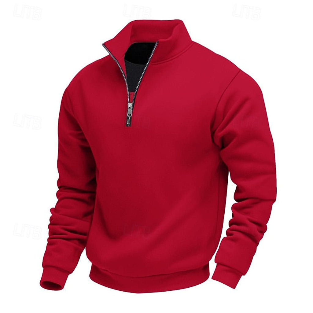 men's quarter-zip pullover sweatshirt in red