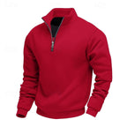 men's quarter-zip pullover sweatshirt in red
