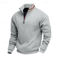 men's quarter-zip stand collar pullover in light gray