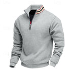 men's quarter-zip stand collar pullover in light gray