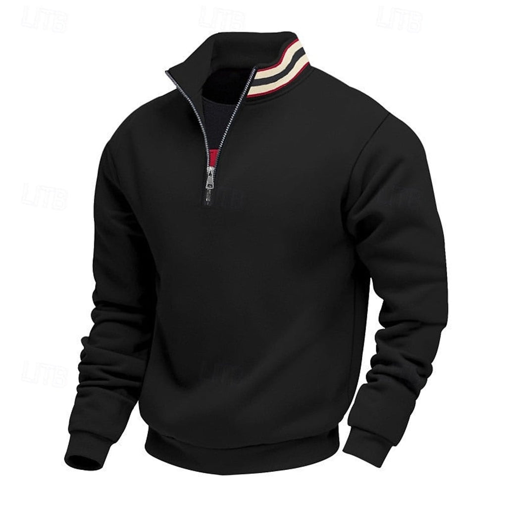 men's quarter-zip stand collar pullover in black