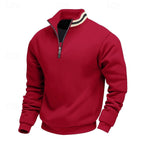 men's quarter-zip stand collar pullover in red