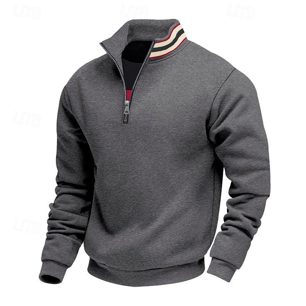 men's quarter-zip stand collar pullover in gray