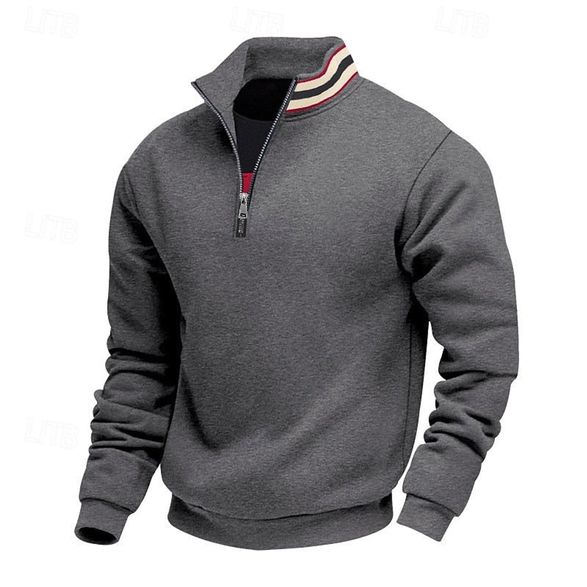 men's quarter-zip stand collar pullover in gray