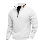 men's quarter-zip stand collar pullover in white