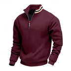 men's quarter-zip stand collar pullover in burgundy